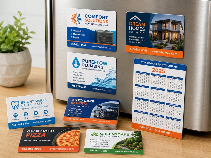 Custom magnetic business card and refrigerator magnet